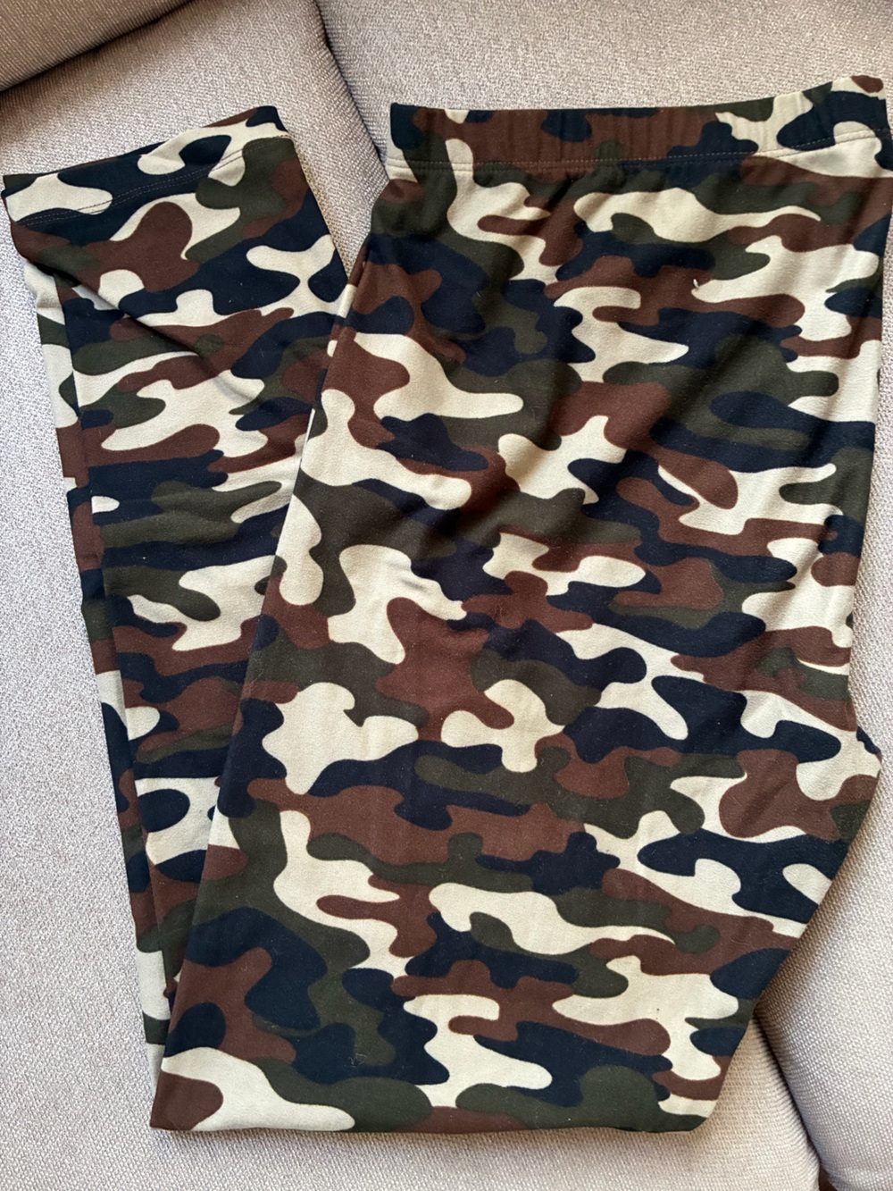 No Boundaries Camo Leggings in Brown, Green, Navy & Cream